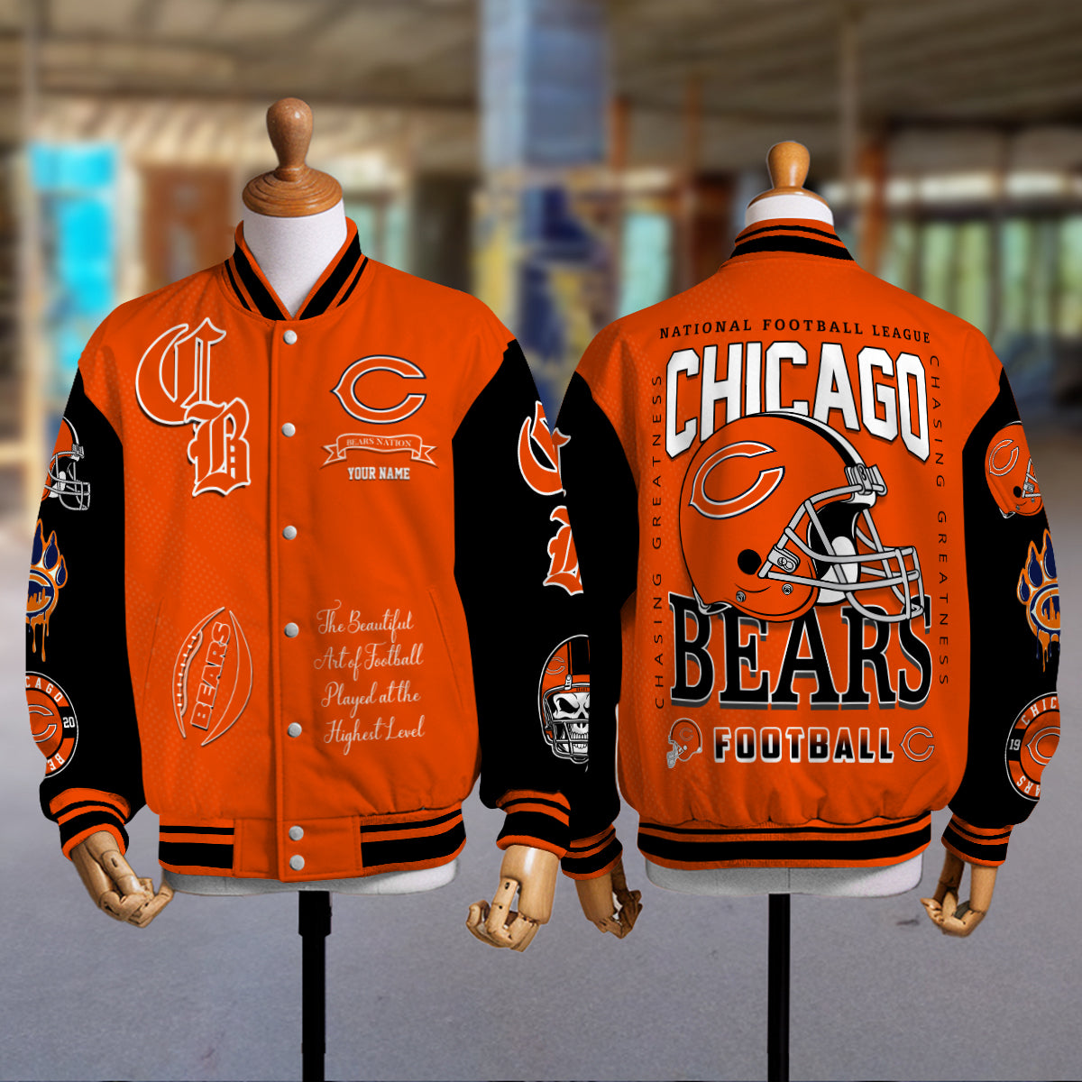 Chicago Bears Unisex Exclusive Styles Varsity Jacket AZTAVJK000036