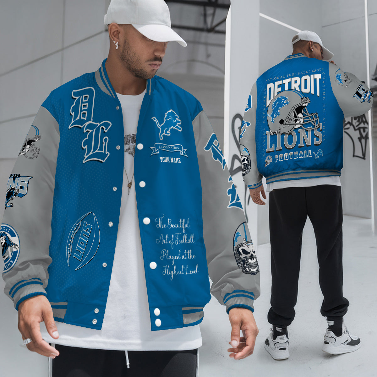 Detroit Lions Unisex Exclusive Styles Varsity Jacket AZTAVJK000038