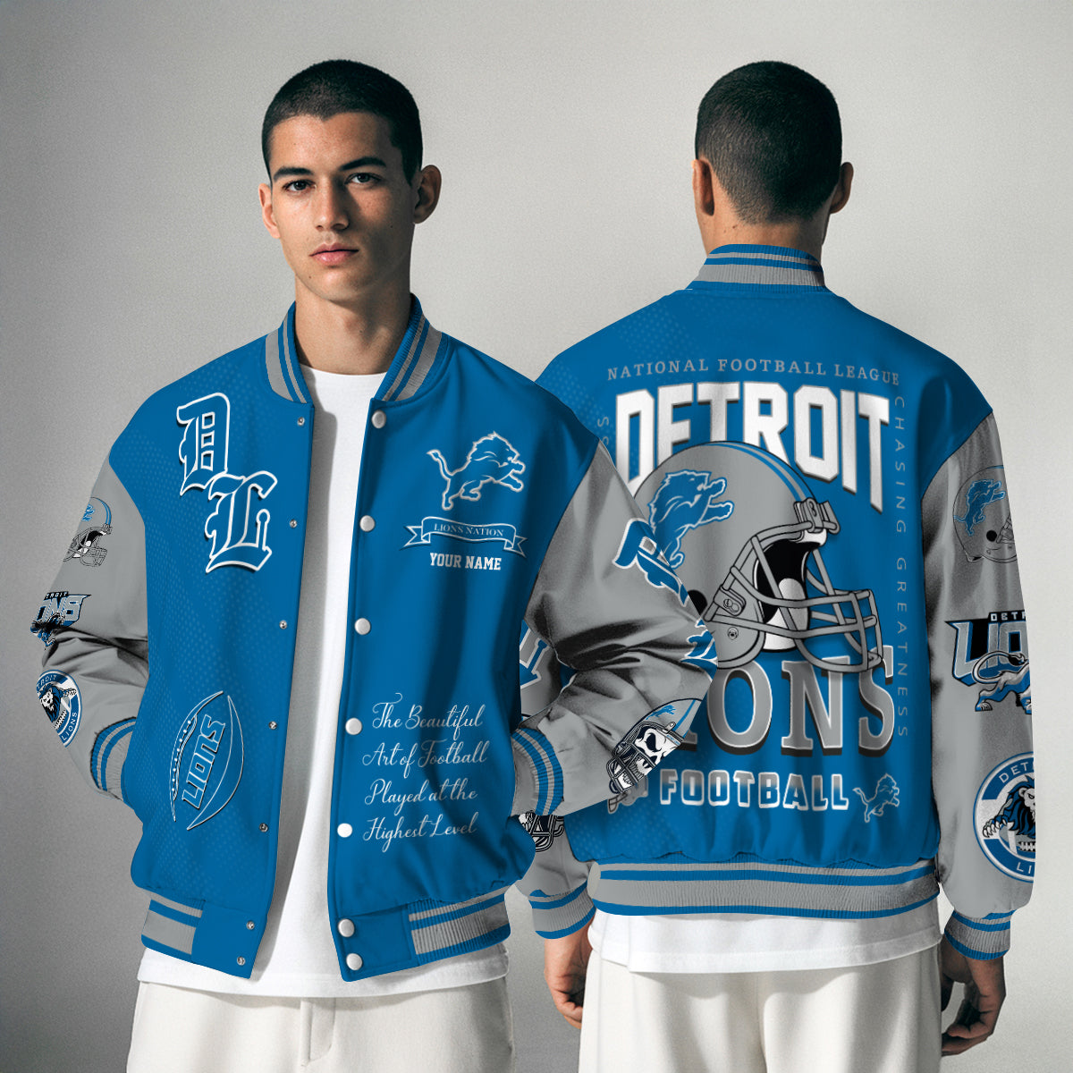Detroit Lions Unisex Exclusive Styles Varsity Jacket AZTAVJK000038