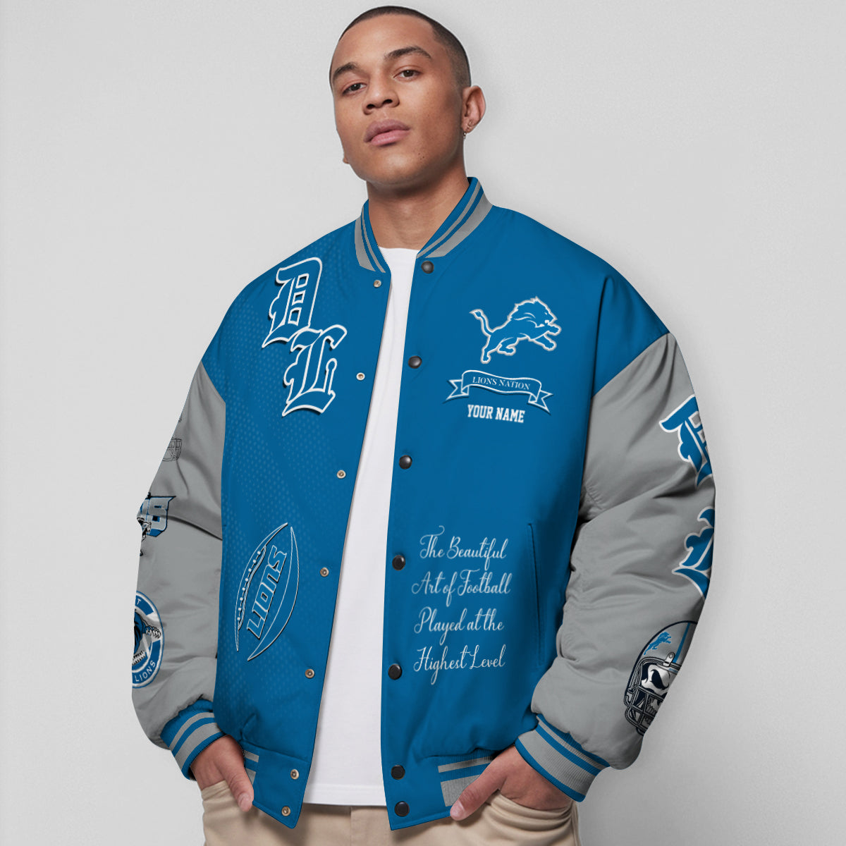 Detroit Lions Unisex Exclusive Styles Varsity Jacket AZTAVJK000038