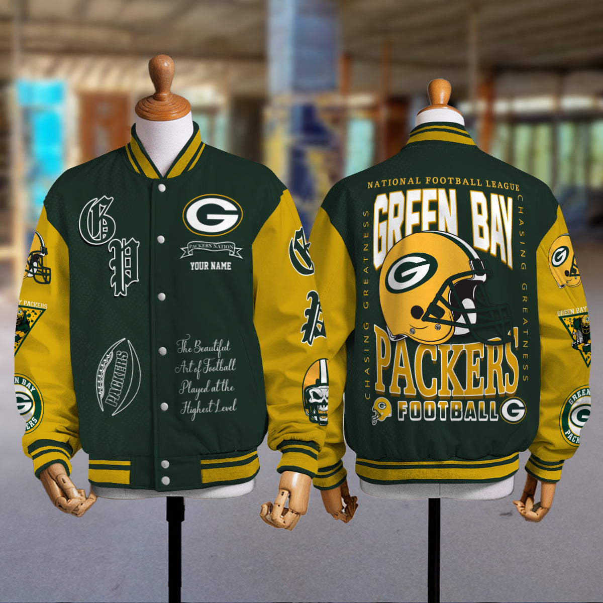 Green Bay Packers Unisex Exclusive Styles Varsity Jacket AZTAVJK000039