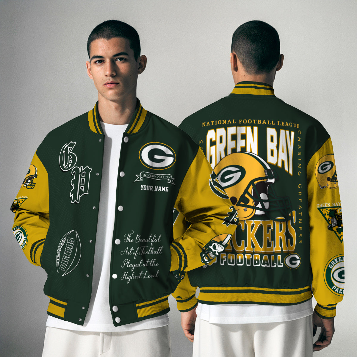 Green Bay Packers Unisex Exclusive Styles Varsity Jacket AZTAVJK000039