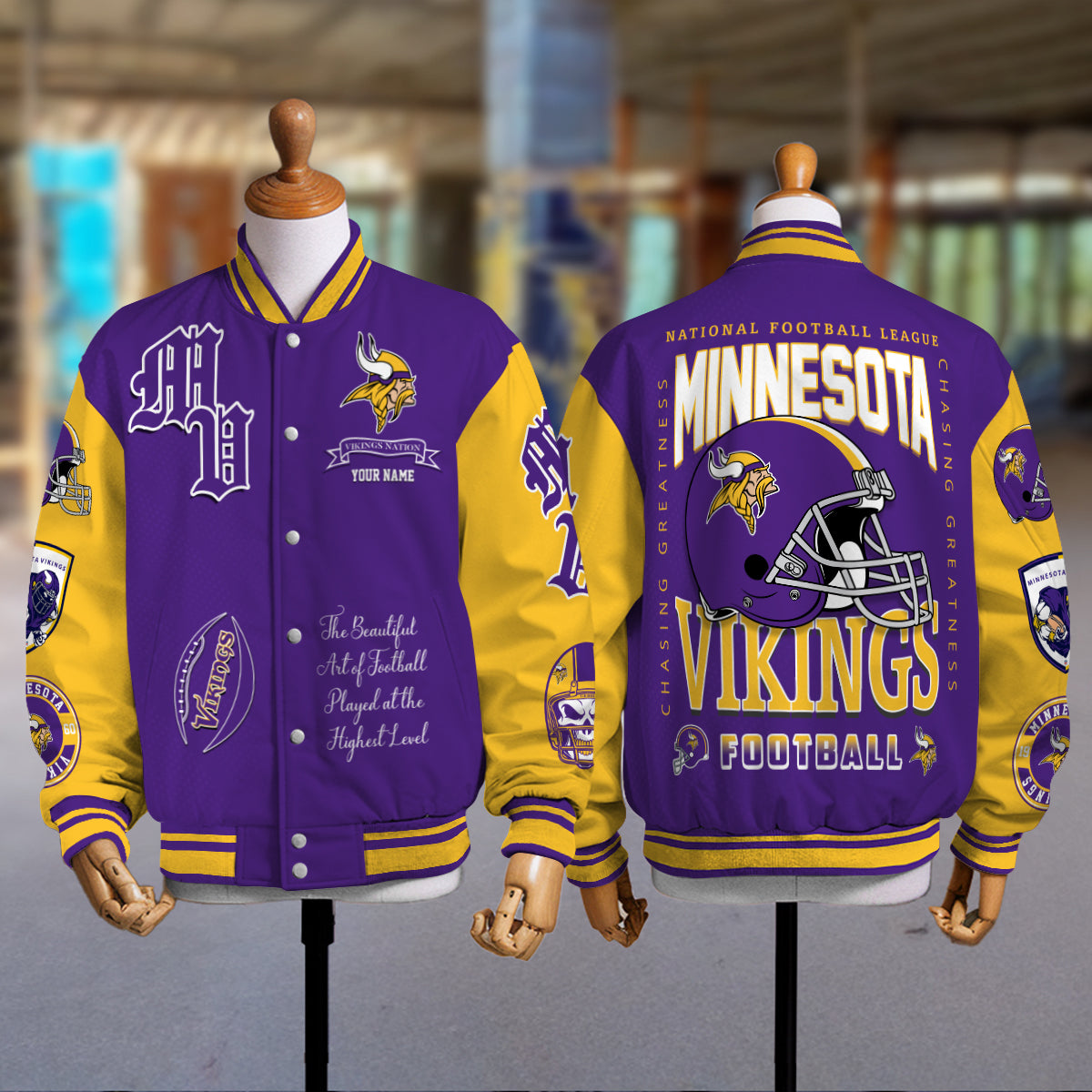Minnesota Vikings Unisex Exclusive Styles Varsity Jacket AZTAVJK000041