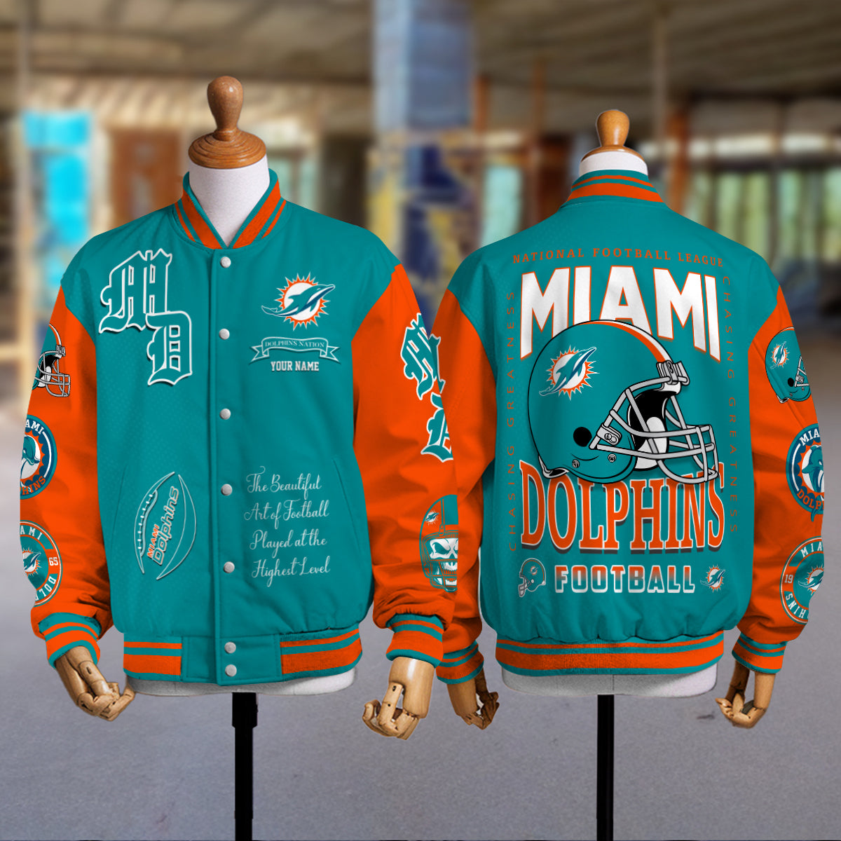Miami Dolphins Unisex Exclusive Styles Varsity Jacket AZTAVJK000060