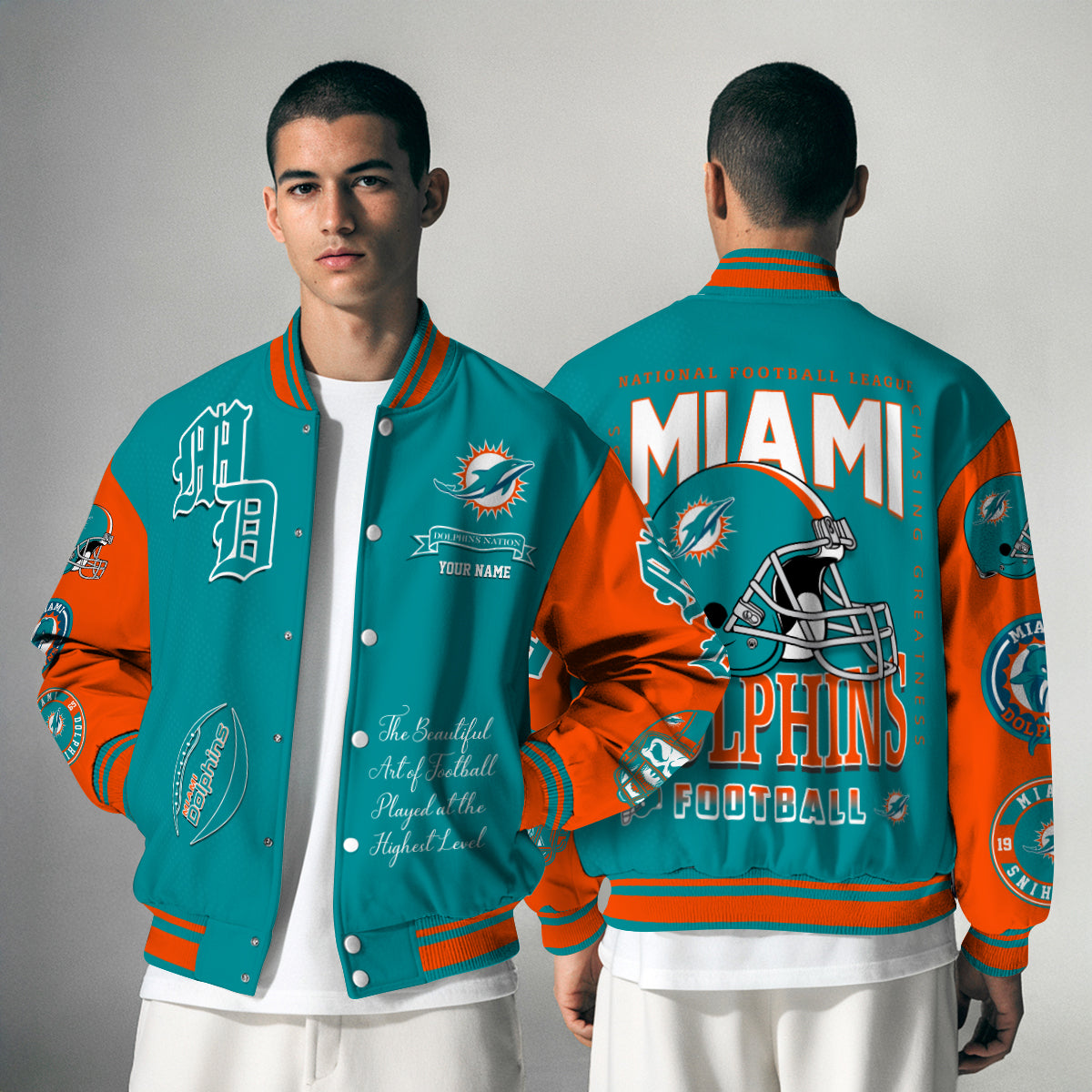 Miami Dolphins Unisex Exclusive Styles Varsity Jacket AZTAVJK000060