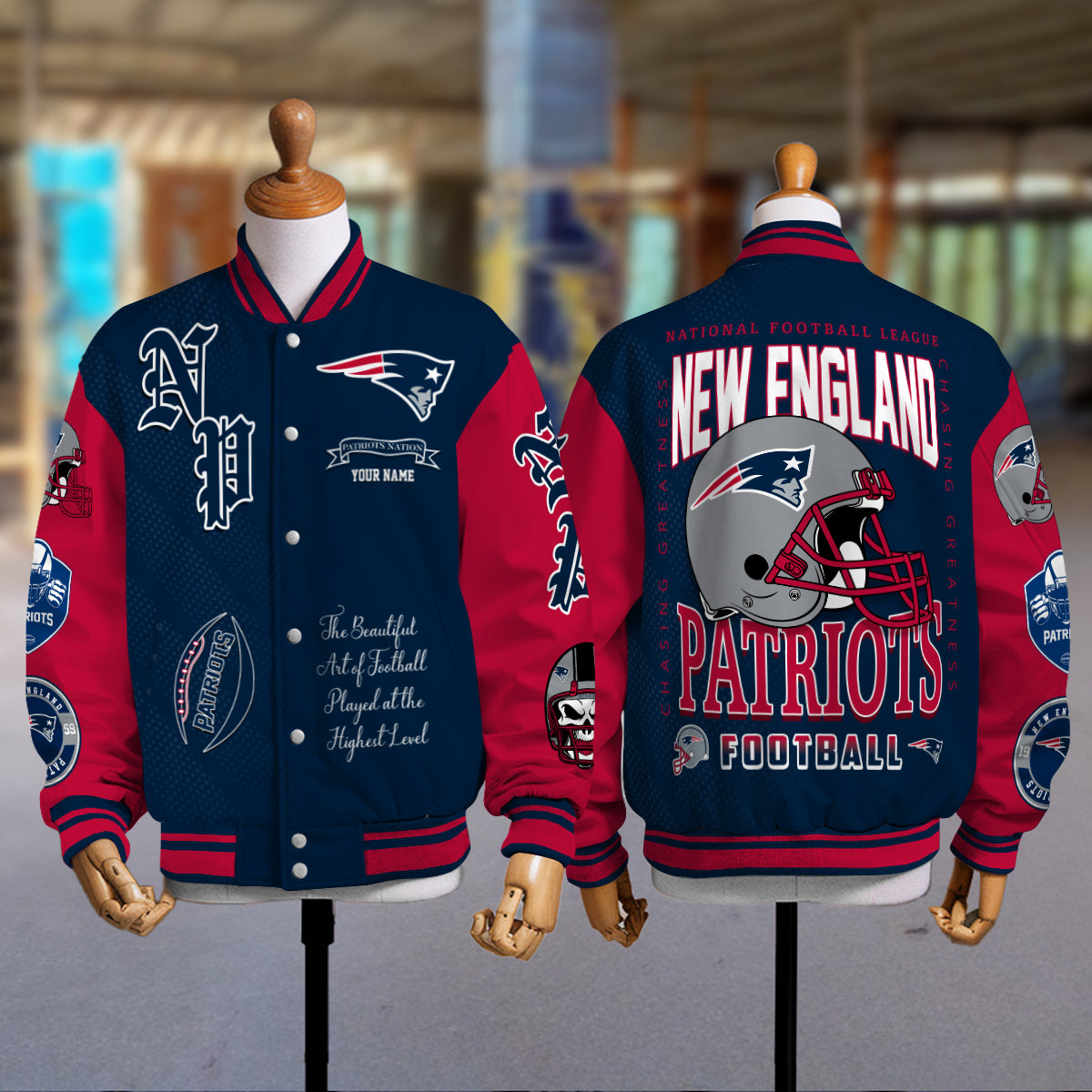 New England Patriots Unisex Exclusive Styles Varsity Jacket AZTAVJK000061