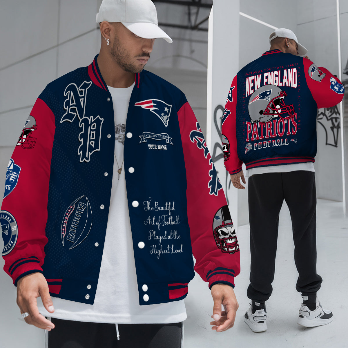 New England Patriots Unisex Exclusive Styles Varsity Jacket AZTAVJK000061