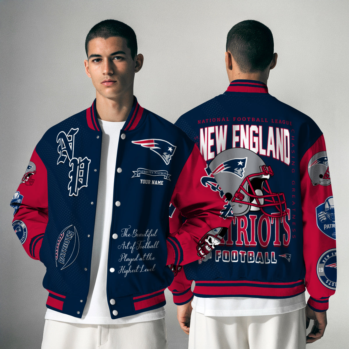 New England Patriots Unisex Exclusive Styles Varsity Jacket AZTAVJK000061
