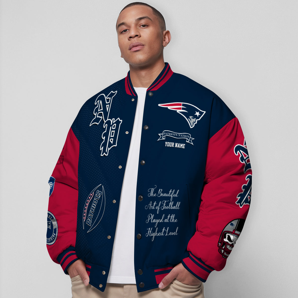 New England Patriots Unisex Exclusive Styles Varsity Jacket AZTAVJK000061