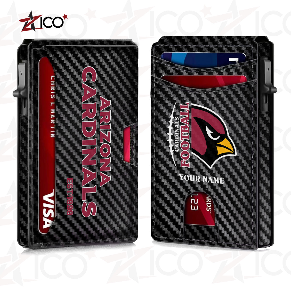 Arizona Cardinals Leather Card Holder Trending 2025 AZTG2DCH000033