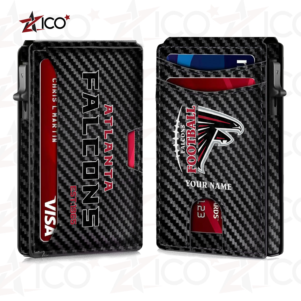 Atlanta Falcons Leather Card Holder Trending 2025 AZTG2DCH000034