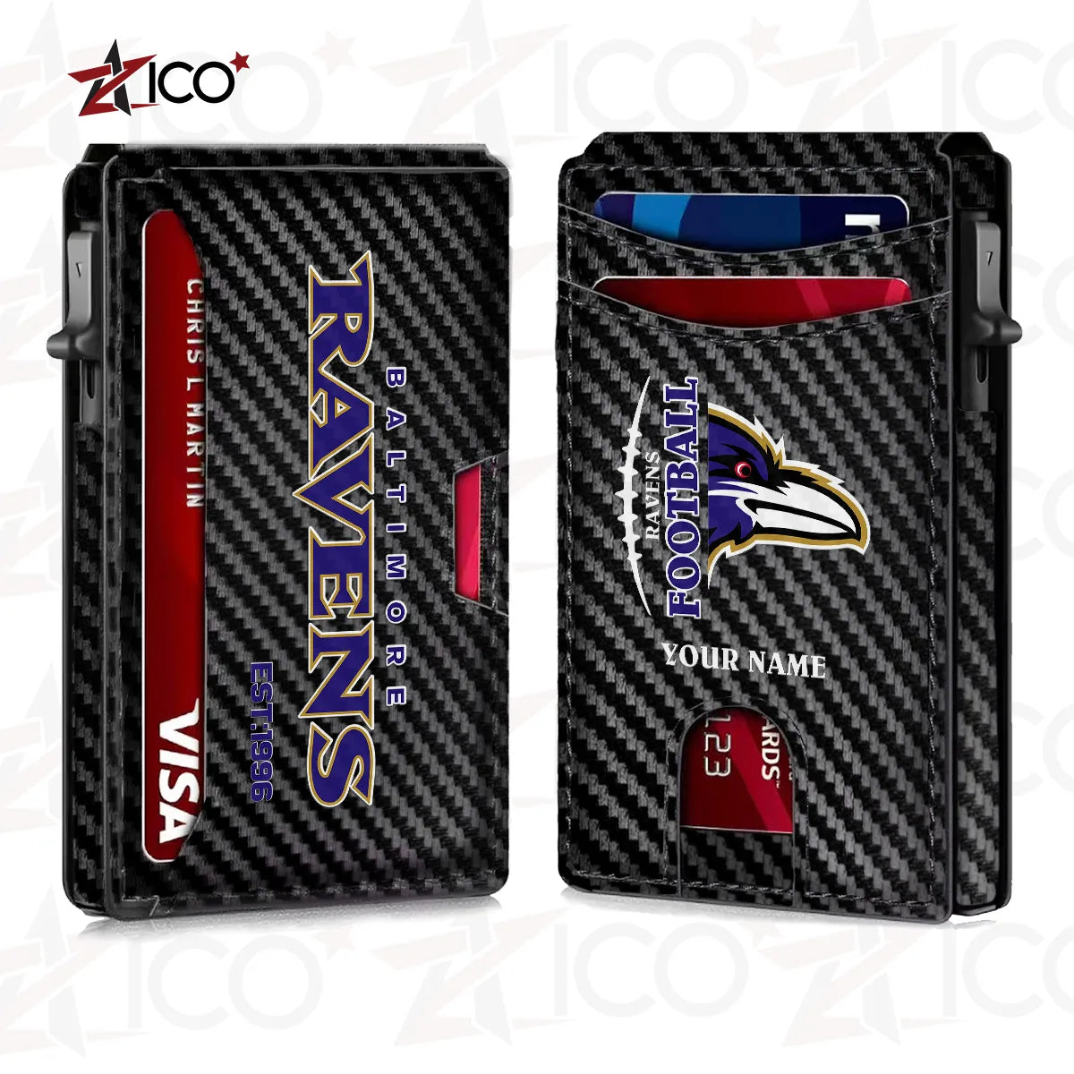 Baltimore Ravens Leather Card Holder Trending 2025 AZTG2DCH000035