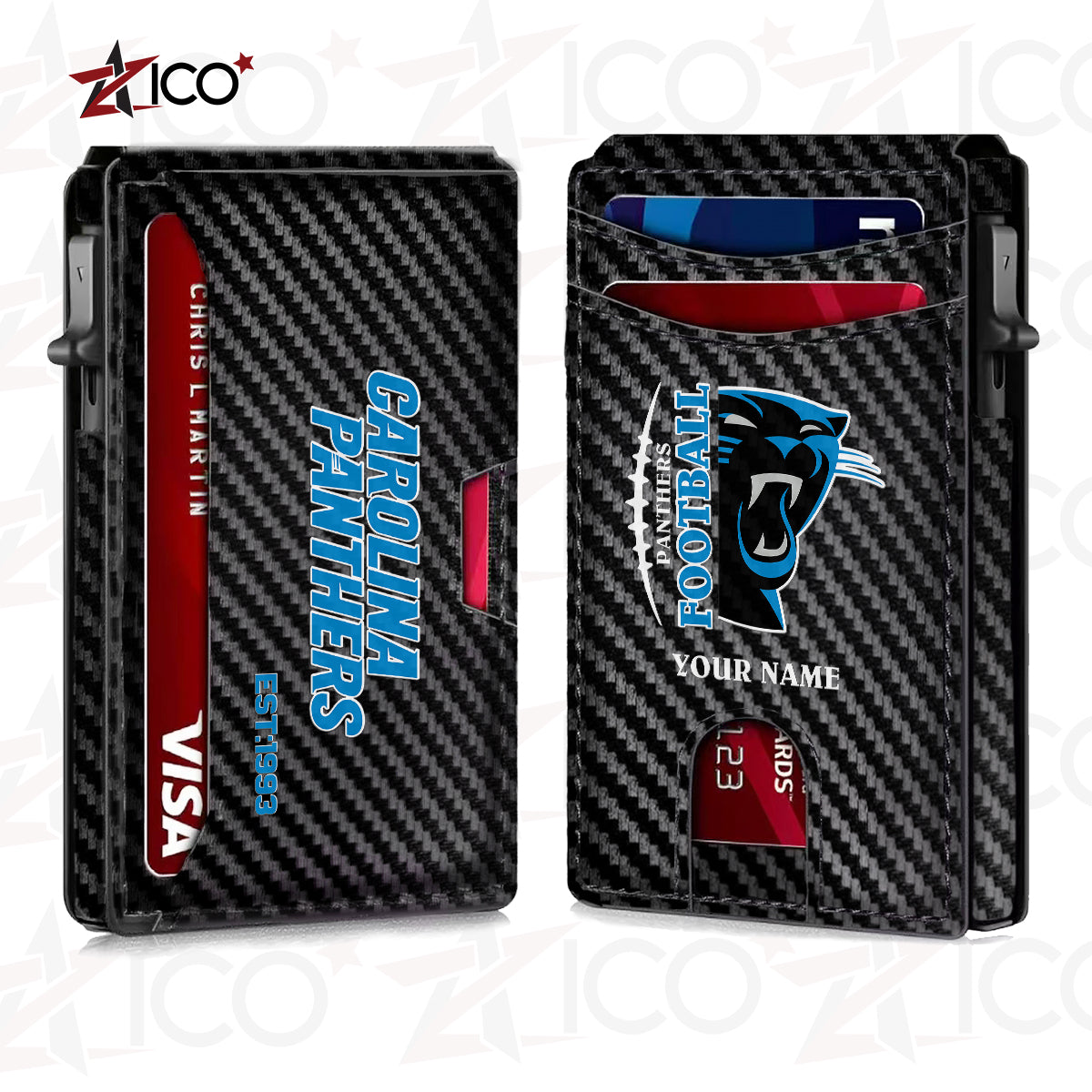 Carolina Panthers Leather Card Holder Trending 2025 AZTG2DCH000037