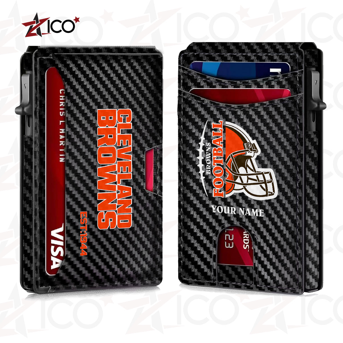 Cleveland Browns Leather Card Holder Trending 2025 AZTG2DCH000040