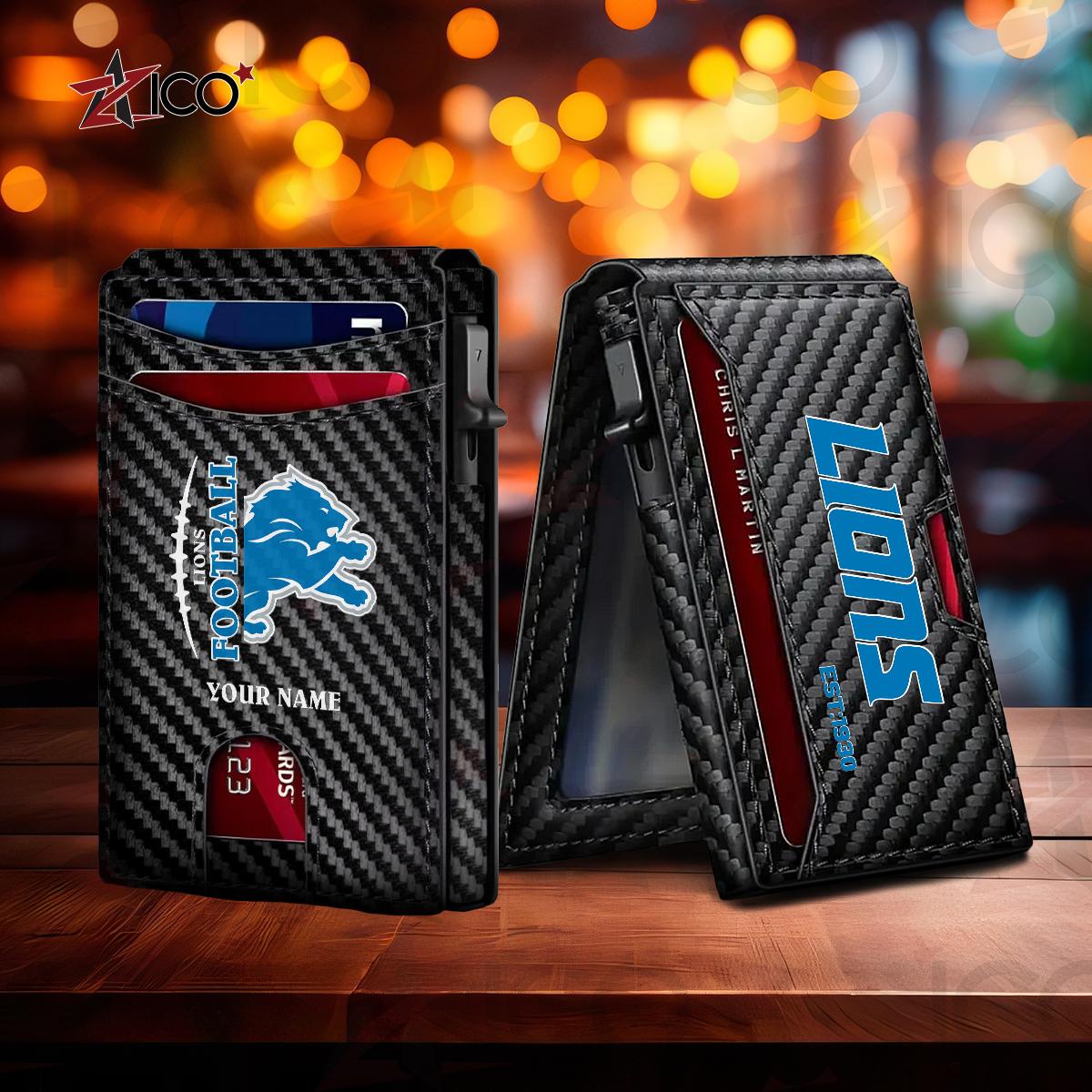 Detroit Lions Leather Card Holder Trending 2025 AZTG2DCH000043