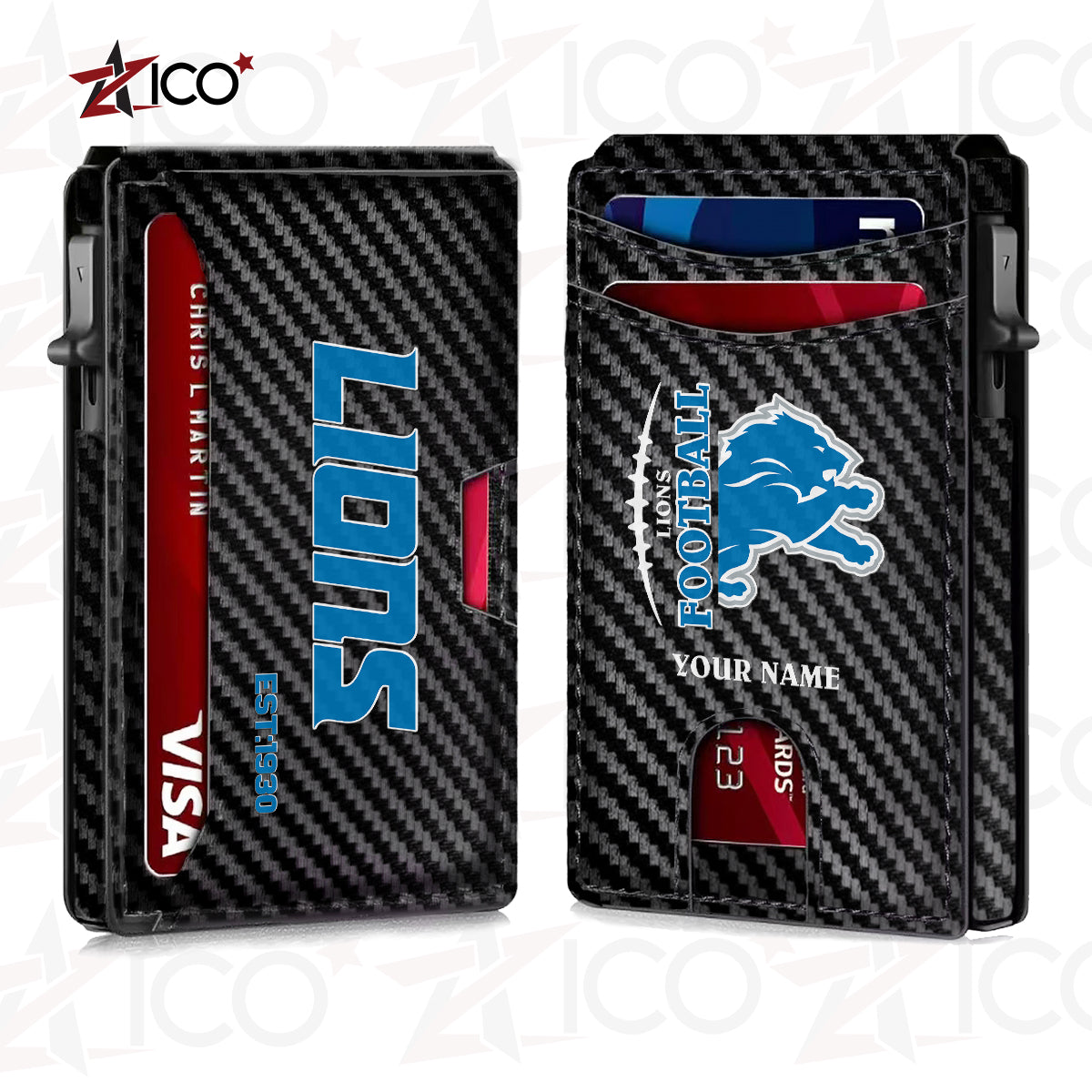 Detroit Lions Leather Card Holder Trending 2025 AZTG2DCH000043
