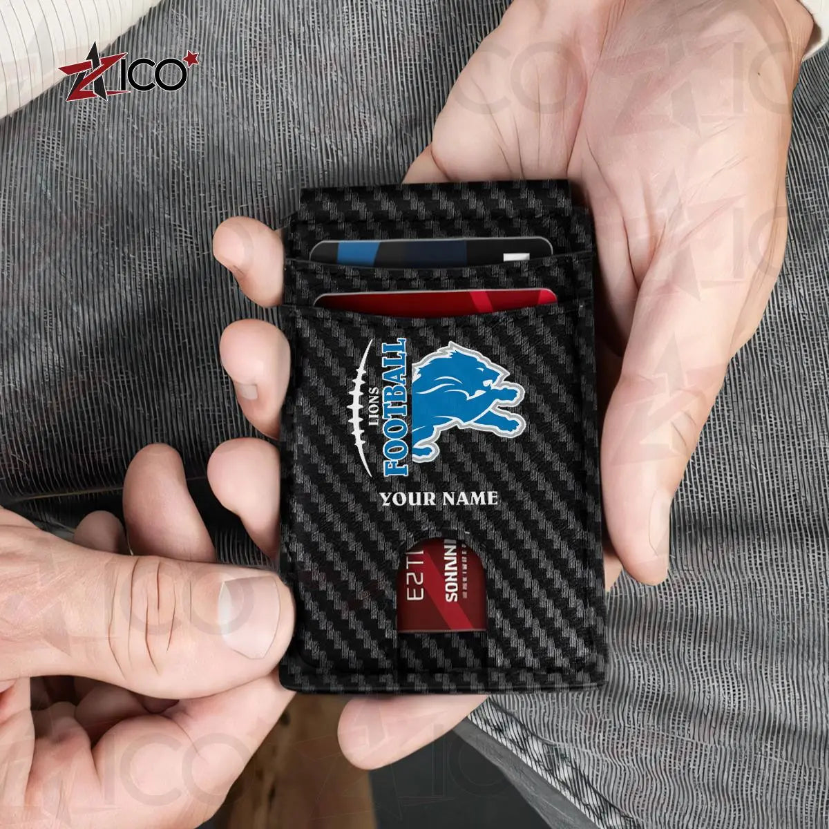 Detroit Lions Leather Card Holder Trending 2025 AZTG2DCH000043