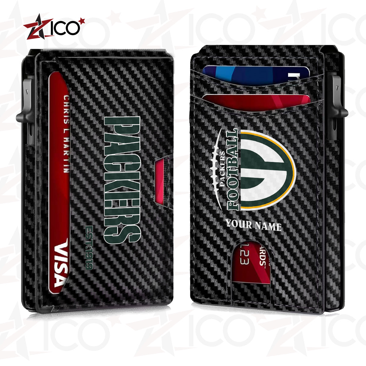 Green Bay Packers Leather Card Holder Trending 2025 AZTG2DCH000044