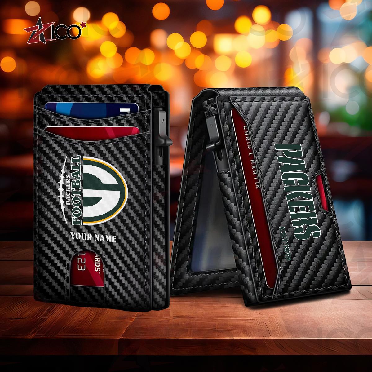 Green Bay Packers Leather Card Holder Trending 2025 AZTG2DCH000044