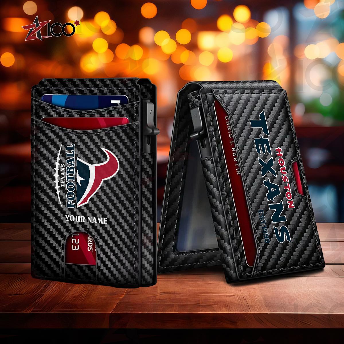 Houston Texans Leather Card Holder Trending 2025 AZTG2DCH000045