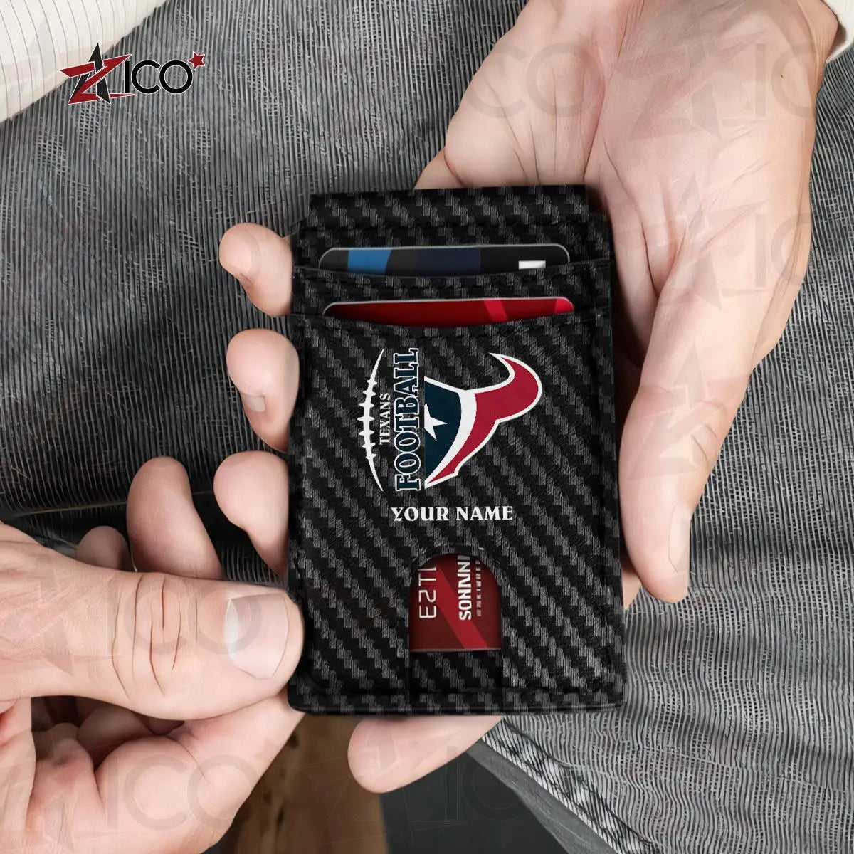 Houston Texans Leather Card Holder Trending 2025 AZTG2DCH000045