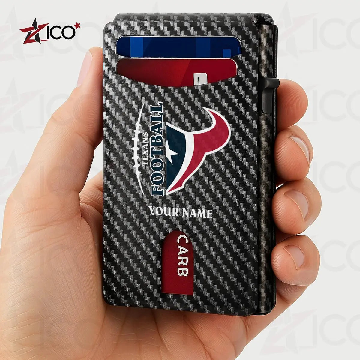 Houston Texans Leather Card Holder Trending 2025 AZTG2DCH000045