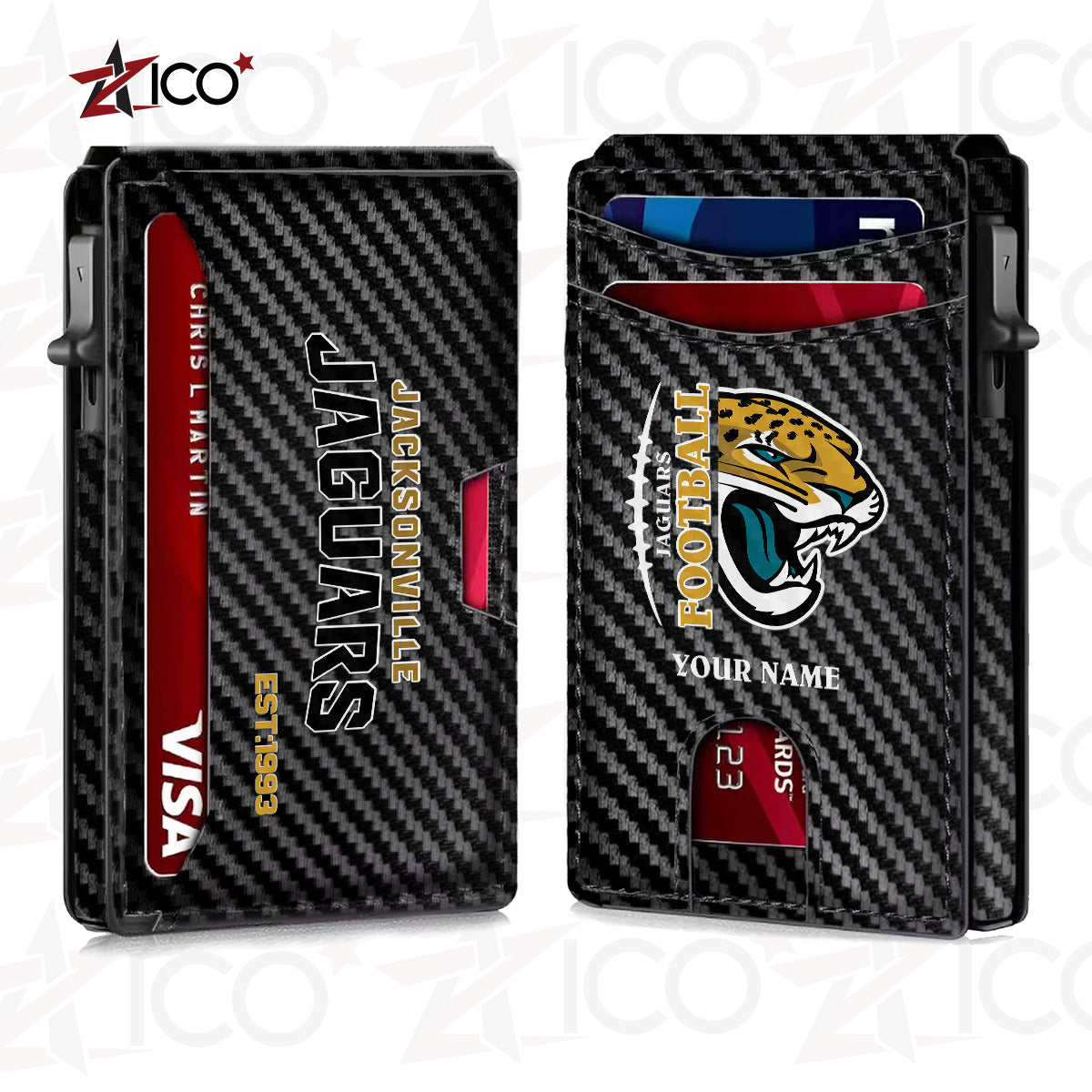 Jacksonville Jaguars Leather Card Holder Trending 2025 AZTG2DCH000047