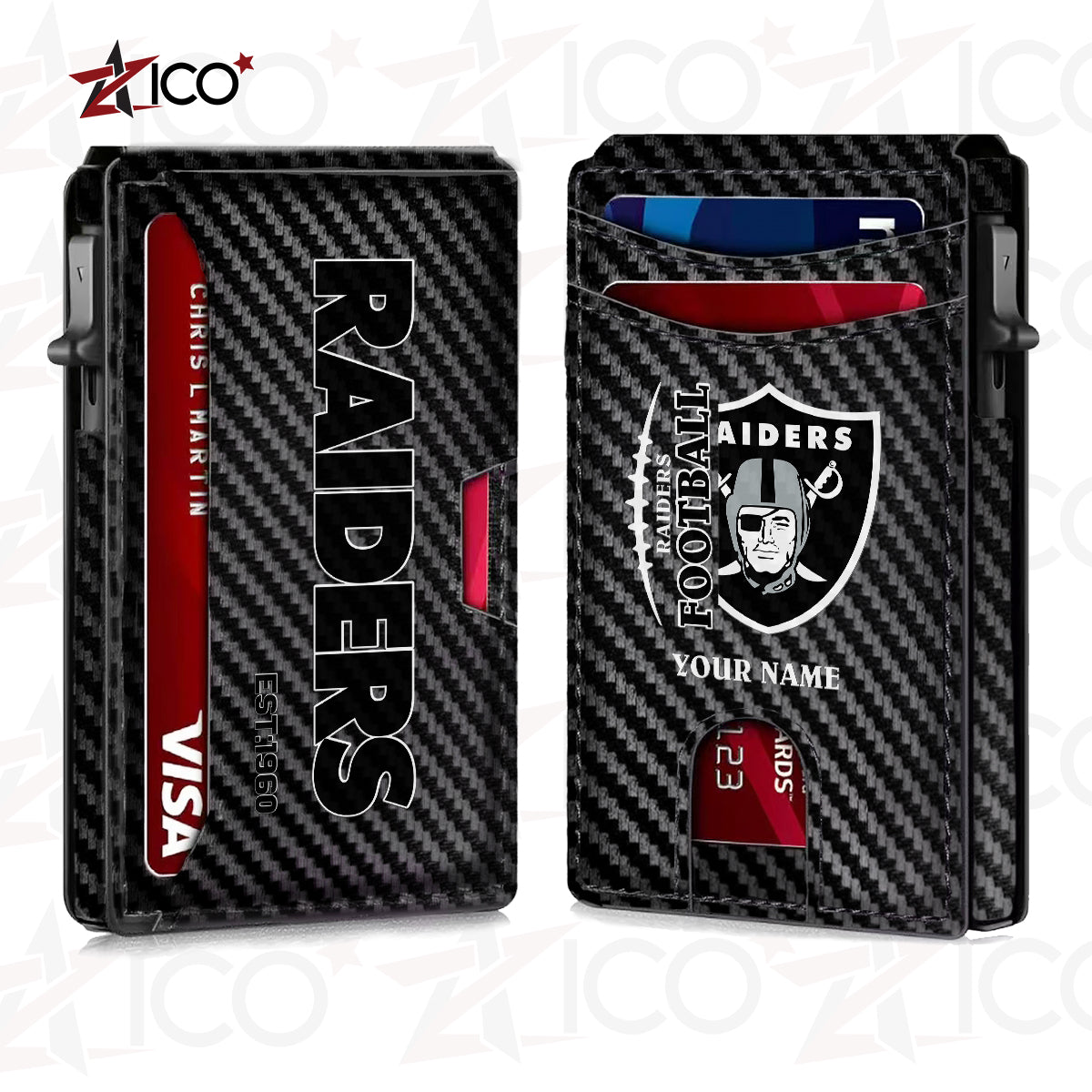 Las Vegas Raiders Leather Card Holder Trending 2025 AZTG2DCH000049