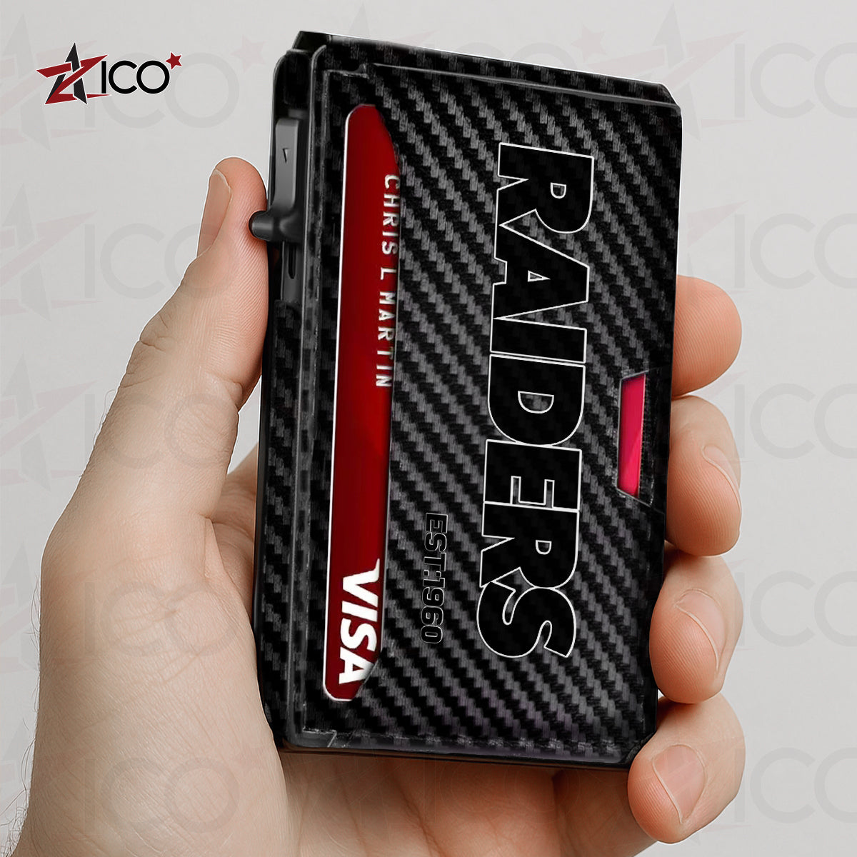 Las Vegas Raiders Leather Card Holder Trending 2025 AZTG2DCH000049