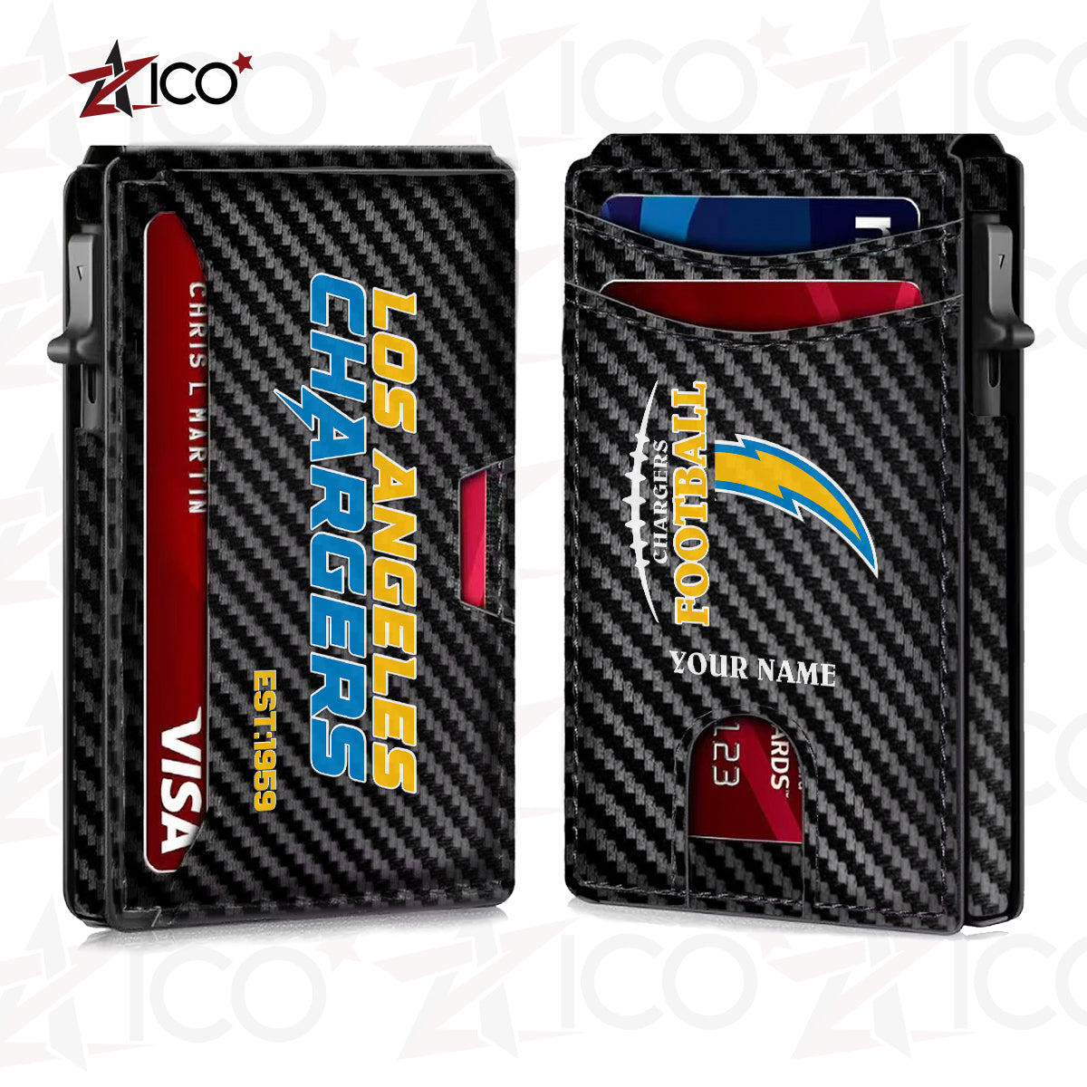 Los Angeles Chargers Leather Card Holder Trending 2025 AZTG2DCH000050