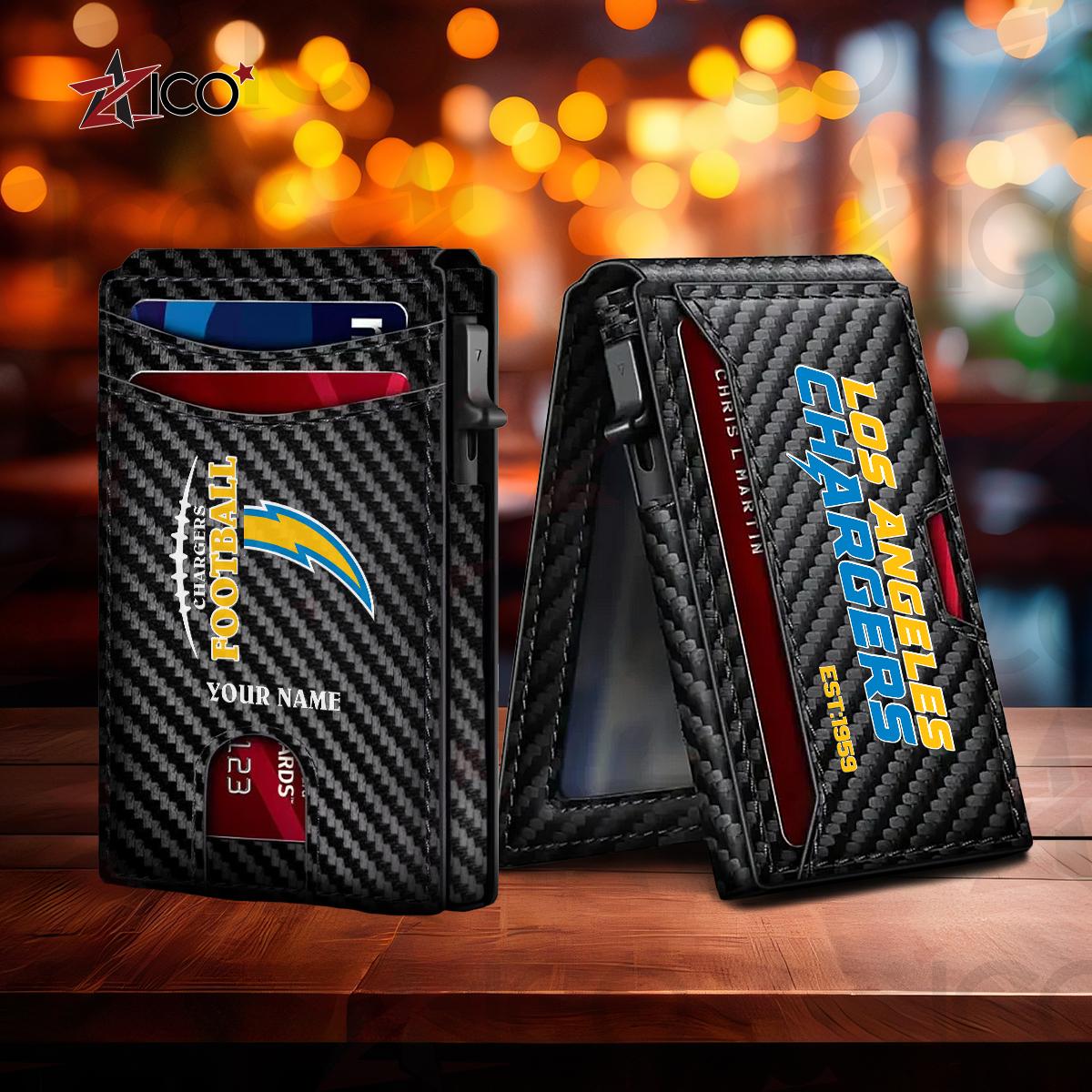 Los Angeles Chargers Leather Card Holder Trending 2025 AZTG2DCH000050