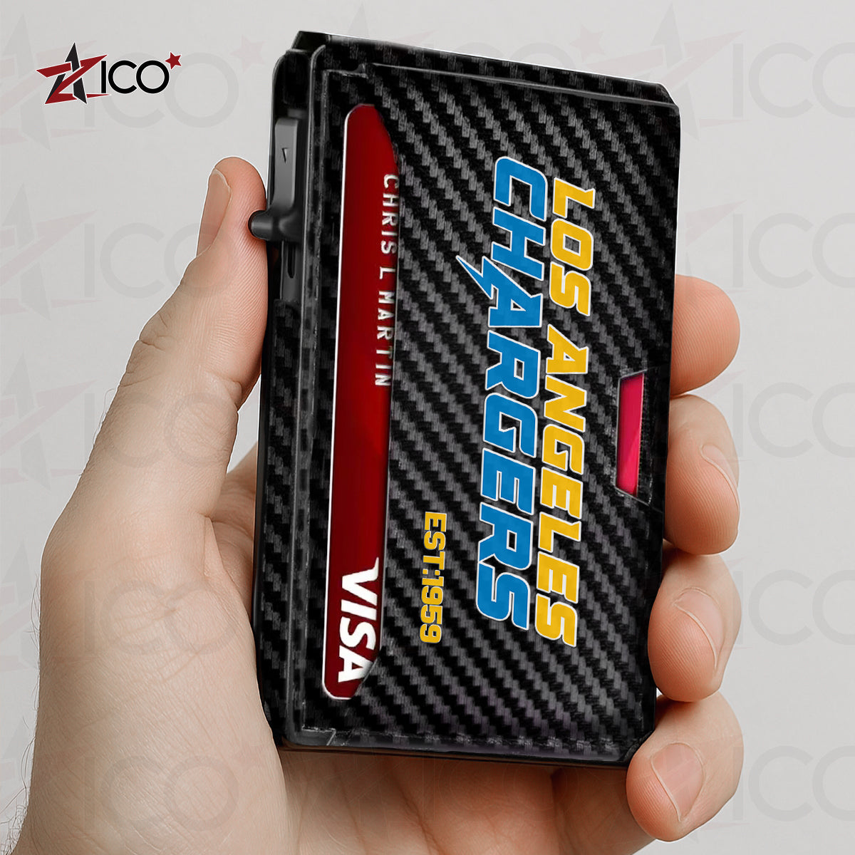 Los Angeles Chargers Leather Card Holder Trending 2025 AZTG2DCH000050