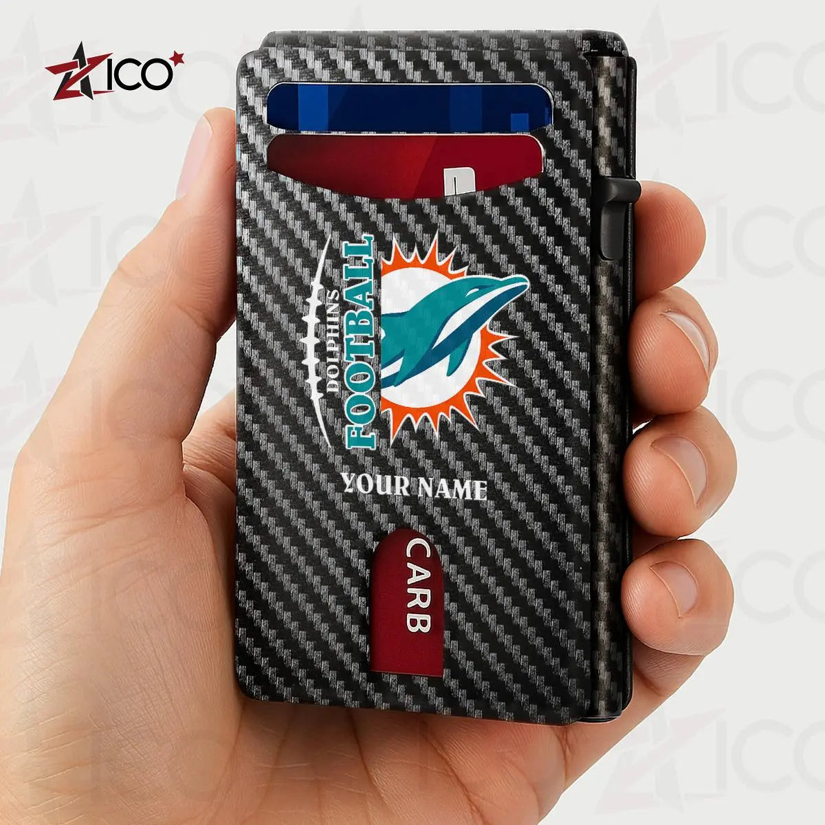 Miami Dolphins Leather Card Holder Trending 2025 AZTG2DCH000052