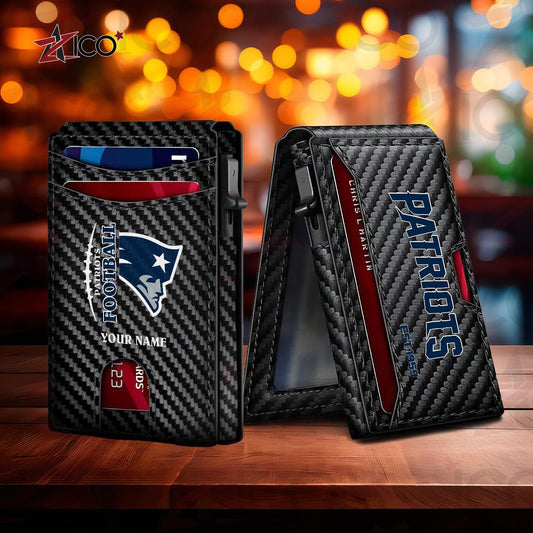 New England Patriots Leather Card Holder Trending 2025 AZTG2DCH000054