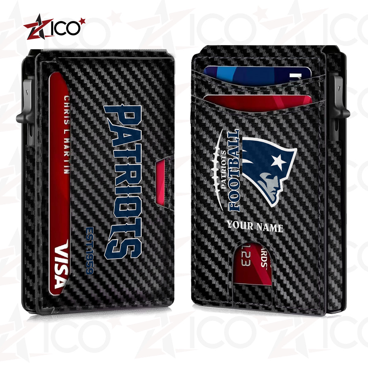 New England Patriots Leather Card Holder Trending 2025 AZTG2DCH000054