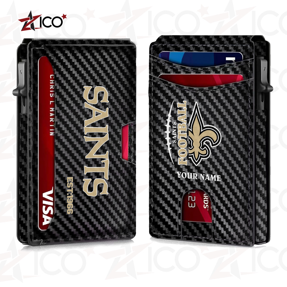 New Orleans Saints Leather Card Holder Trending 2025 AZTG2DCH000055