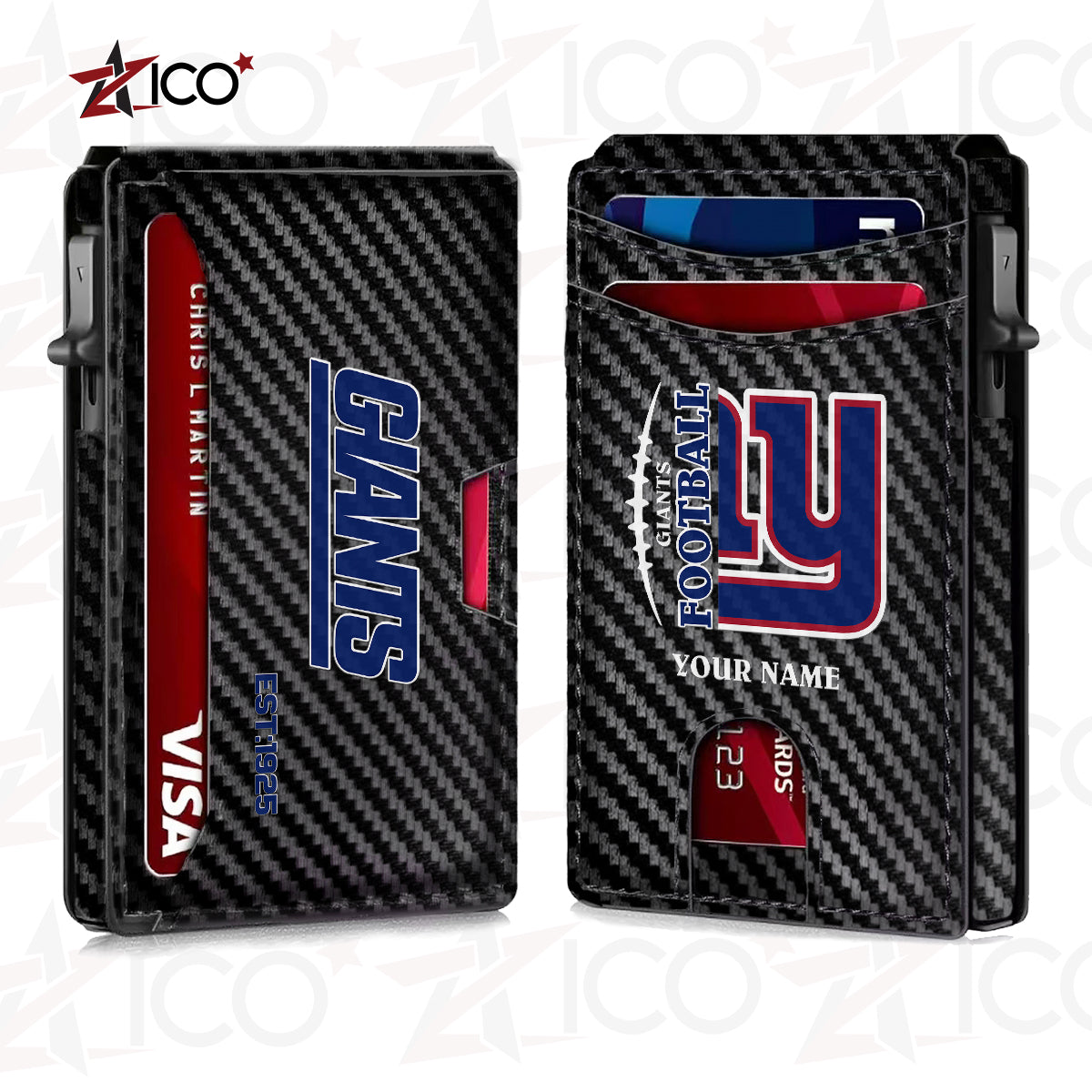 New York Giants Leather Card Holder Trending 2025 AZTG2DCH000056