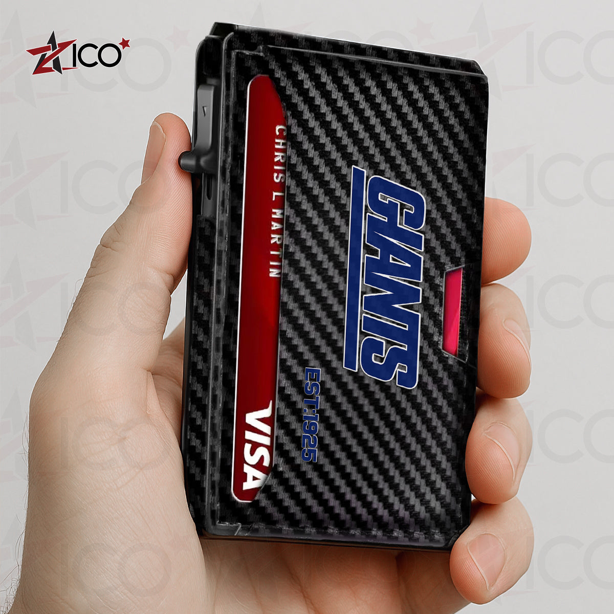 New York Giants Leather Card Holder Trending 2025 AZTG2DCH000056