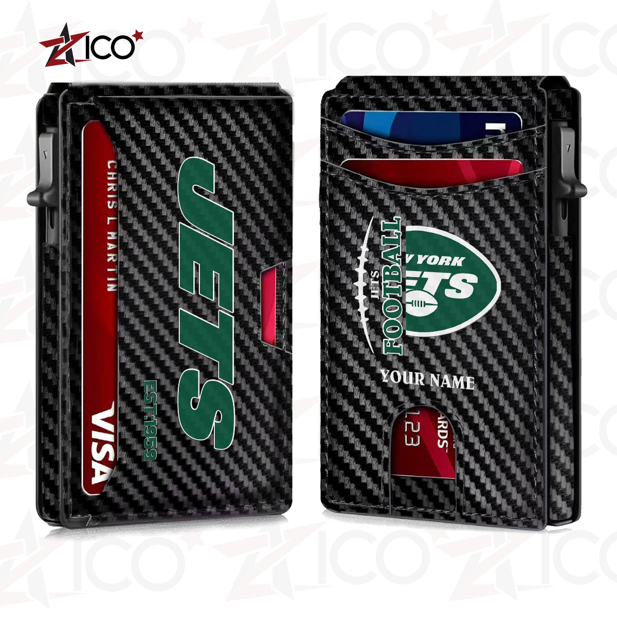 New York Jets Leather Card Holder Trending 2025 AZTG2DCH000057