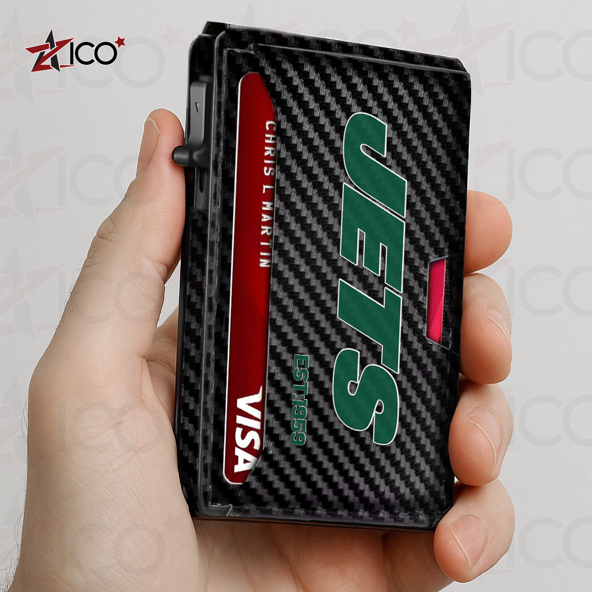 New York Jets Leather Card Holder Trending 2025 AZTG2DCH000057