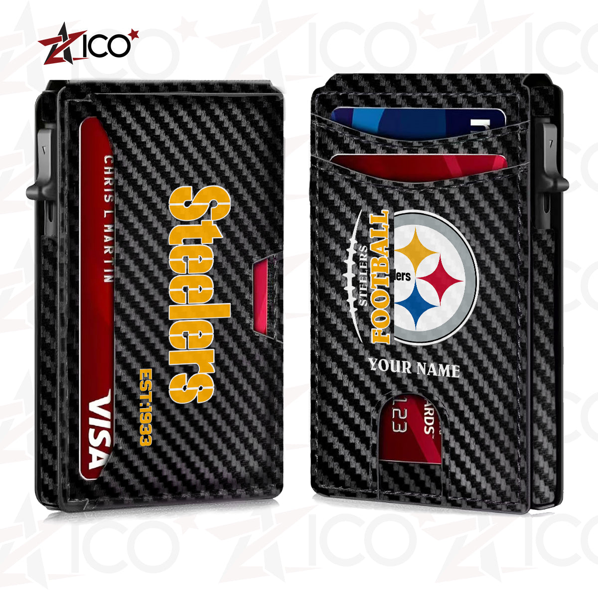 Pittsburgh Steelers Leather Card Holder Trending 2025 AZTG2DCH000059