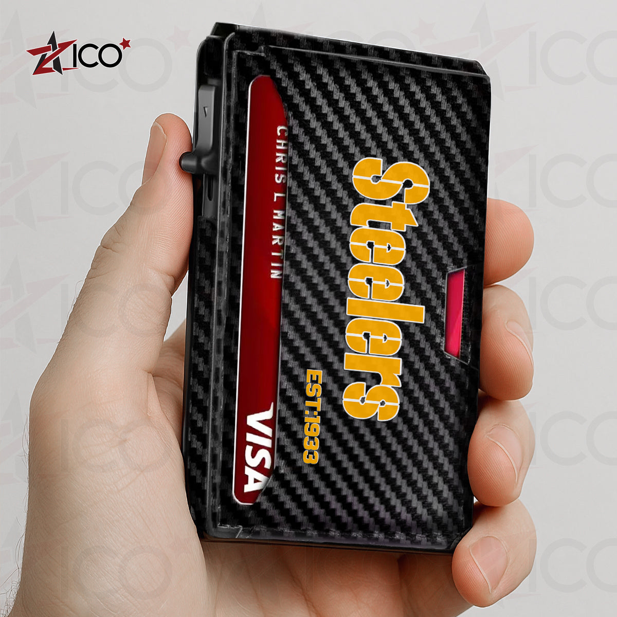 Pittsburgh Steelers Leather Card Holder Trending 2025 AZTG2DCH000059