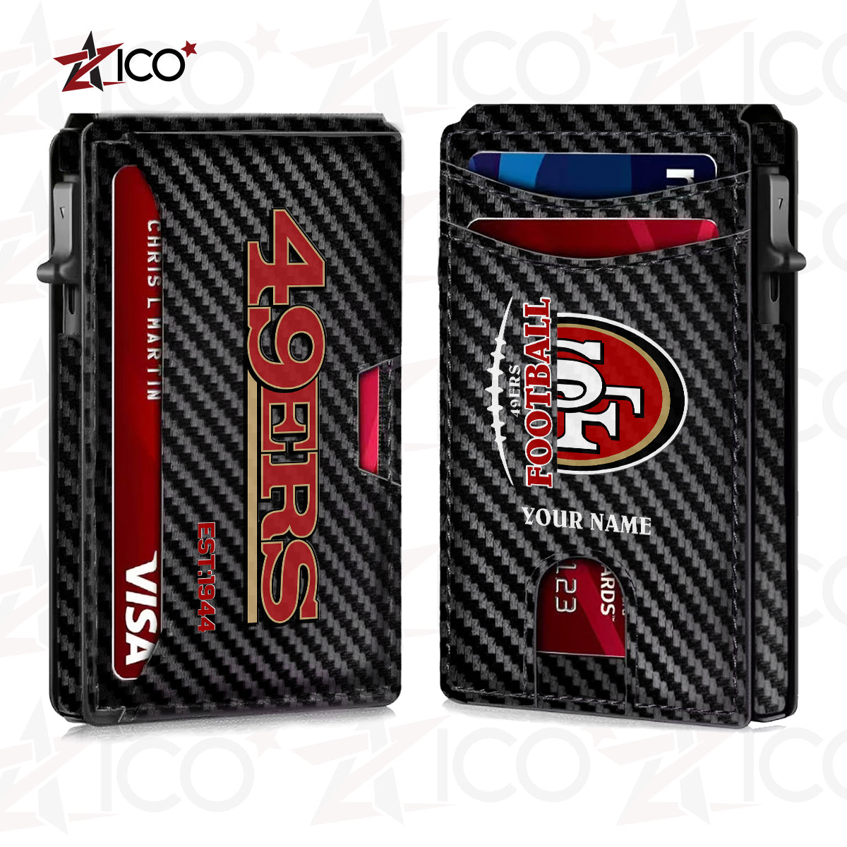San Francisco 49ers Leather Card Holder Trending 2025 AZTG2DCH000060