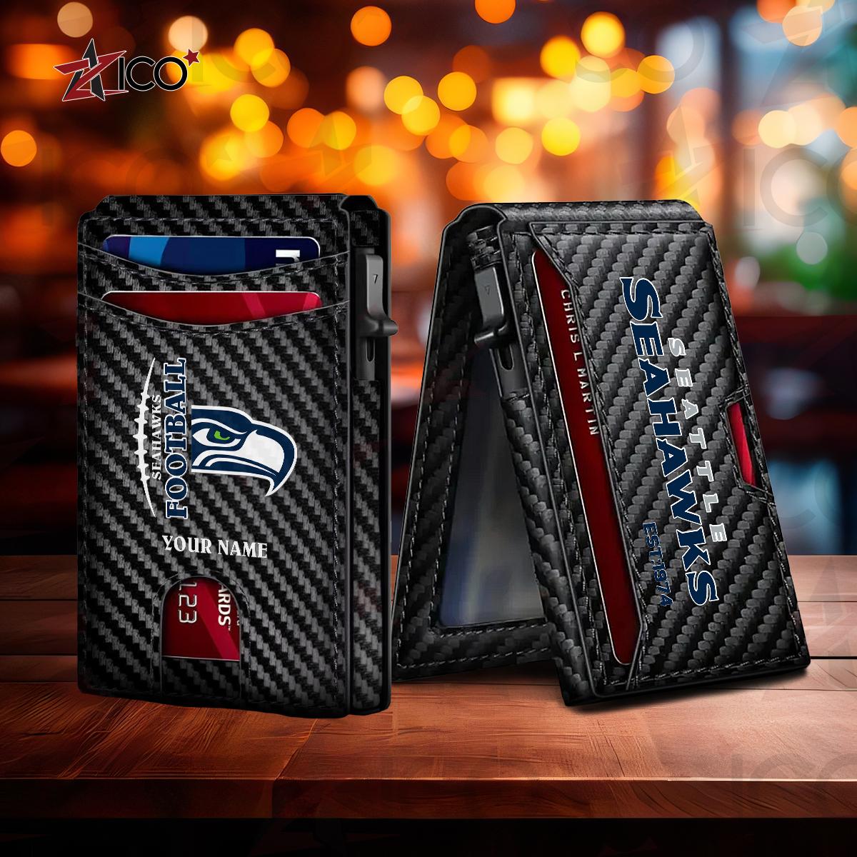 Seattle Seahawks Leather Card Holder Trending 2025 AZTG2DCH000061