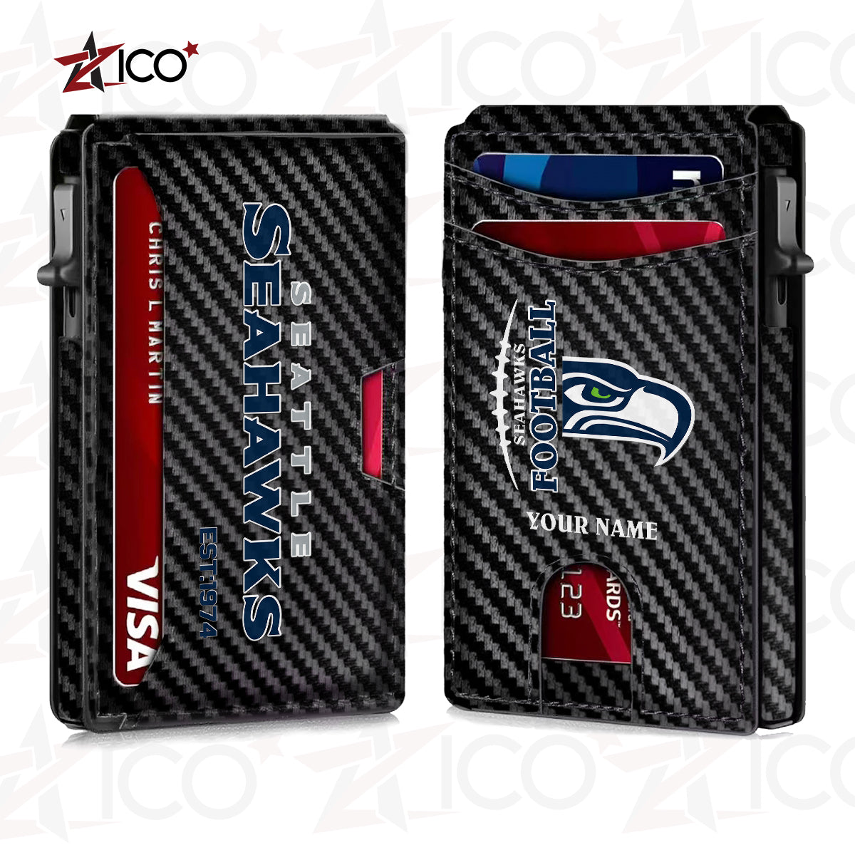 Seattle Seahawks Leather Card Holder Trending 2025 AZTG2DCH000061