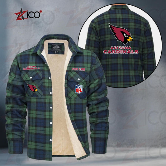 Arizona Cardinals Fleece Flannel Plaid Jacket TG33