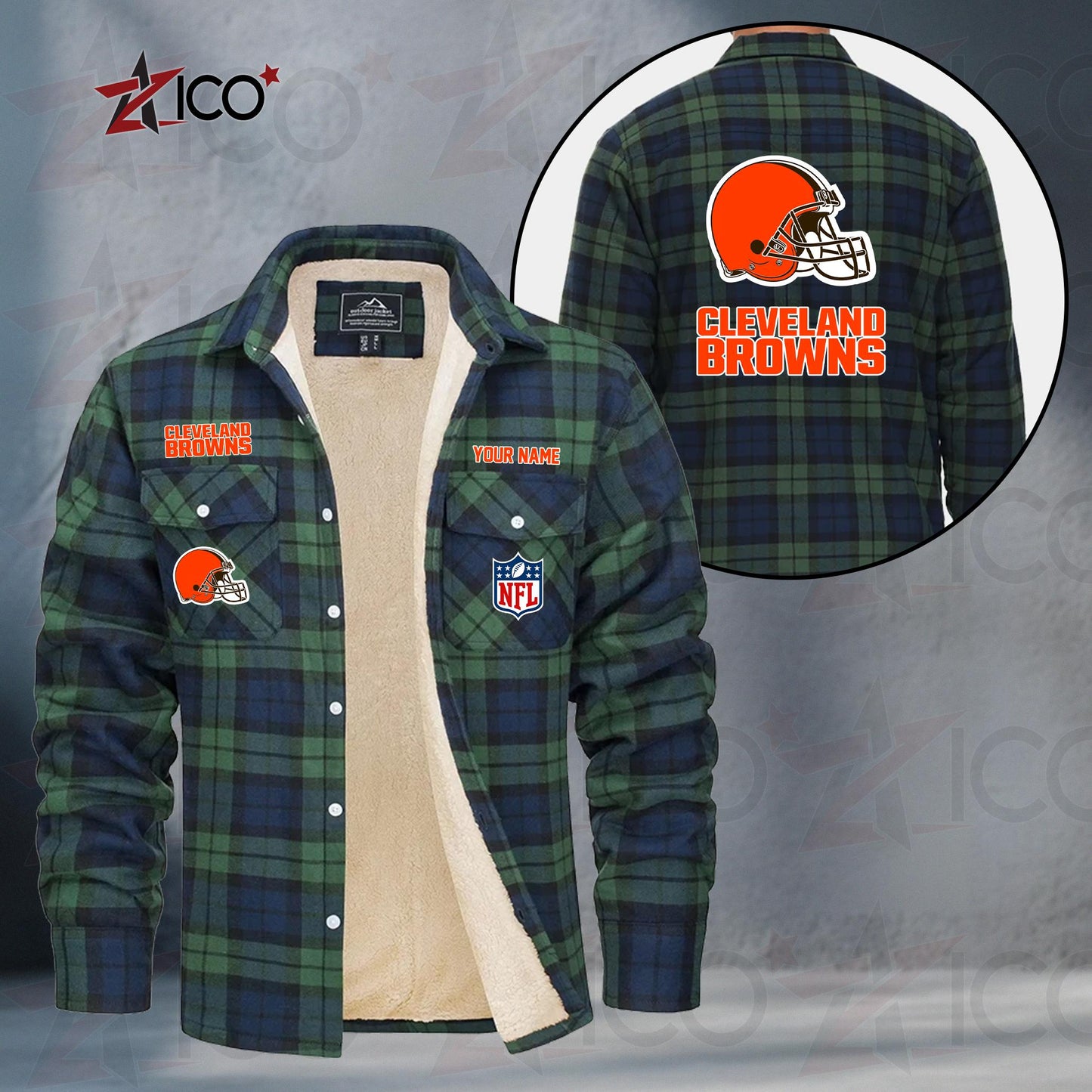 Cleveland Browns Fleece Flannel Plaid Jacket TG40