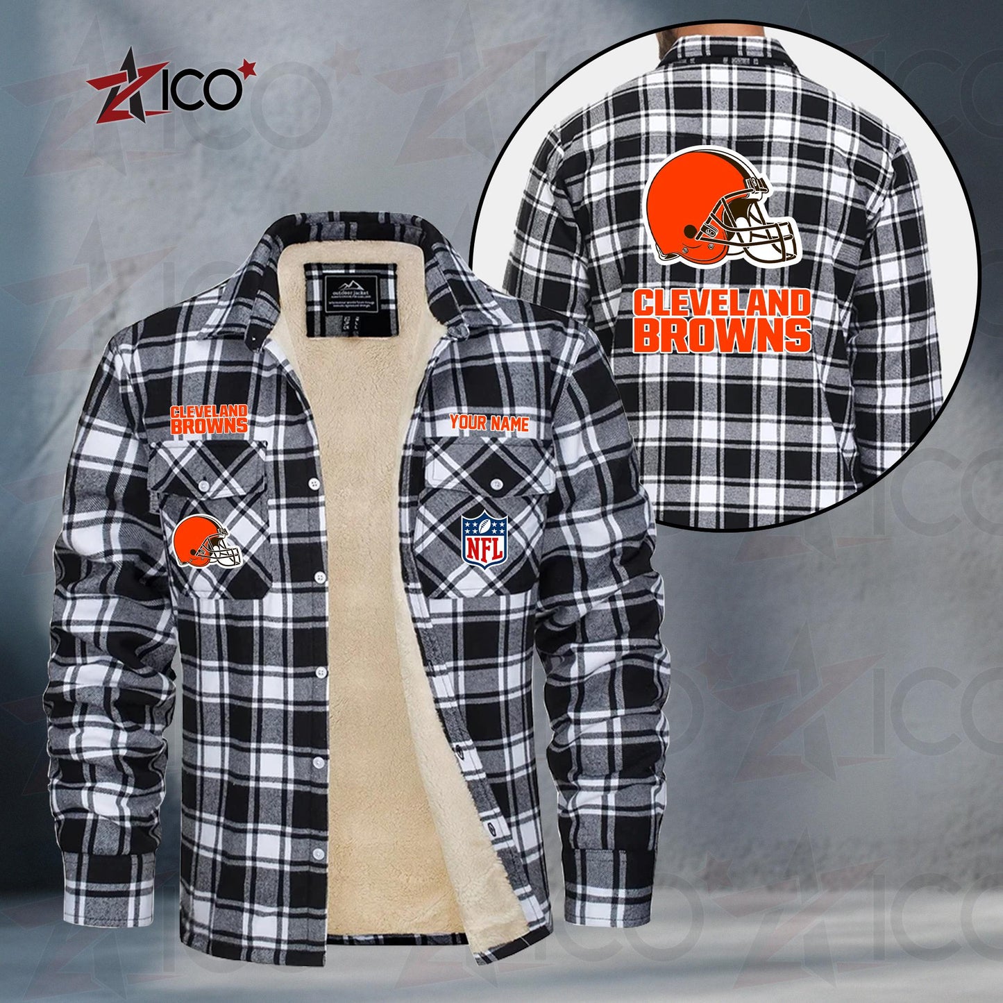 Cleveland Browns Fleece Flannel Plaid Jacket TG40