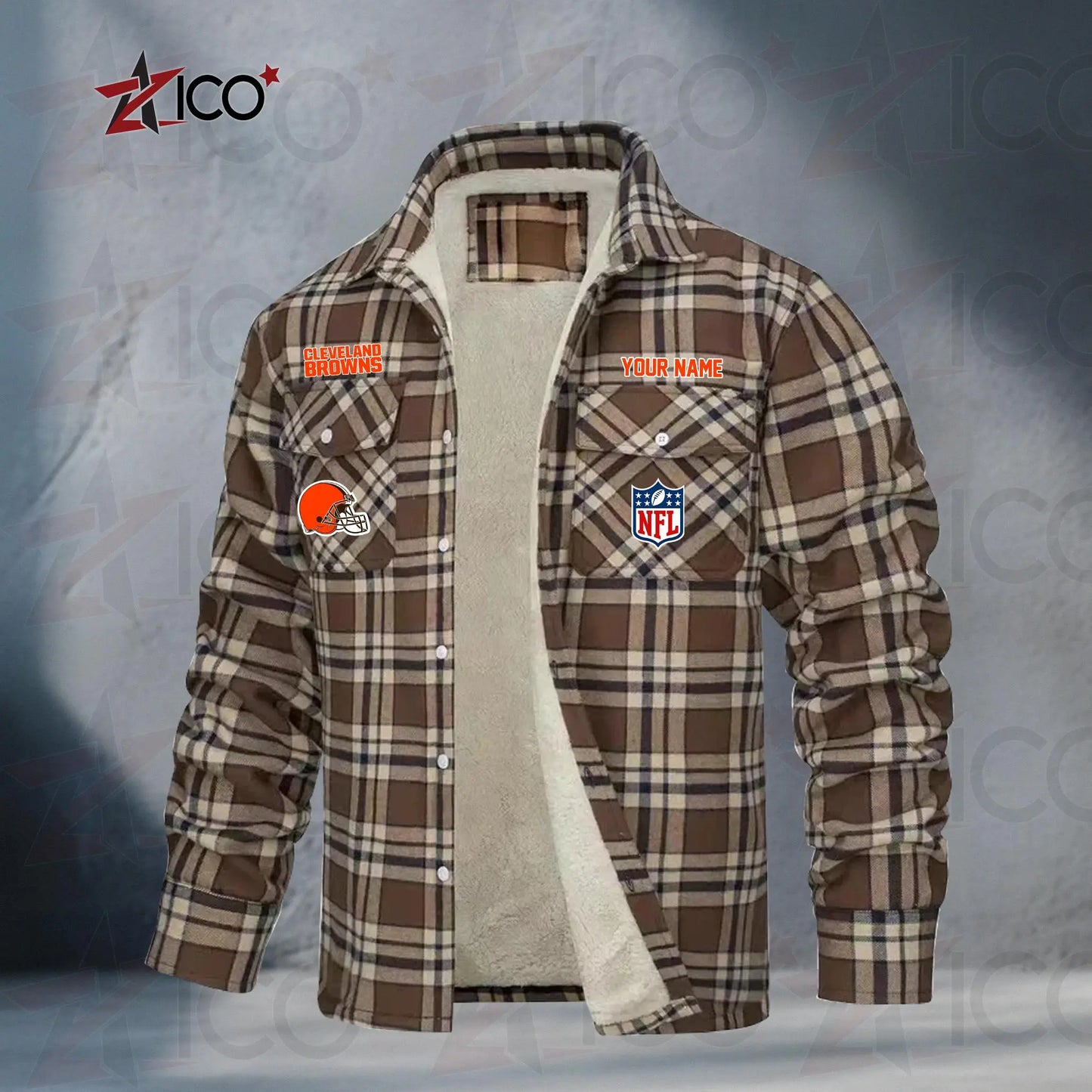 Cleveland Browns Fleece Flannel Plaid Jacket TG40