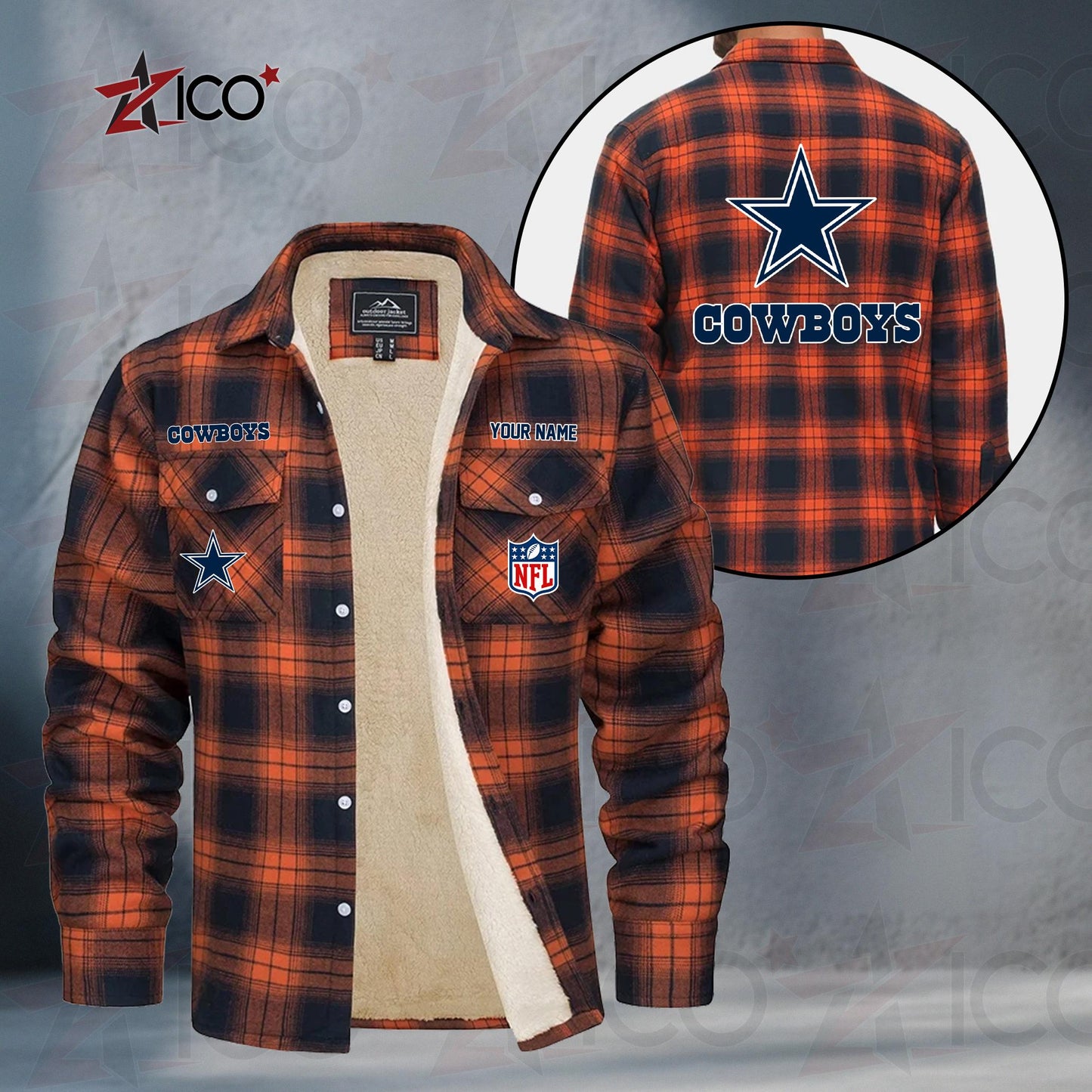 Dallas Cowboys Fleece Flannel Plaid Jacket TG41